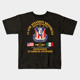 Guardian Support - 114th Aviation Regiment w Border Patrol Kids T-Shirt